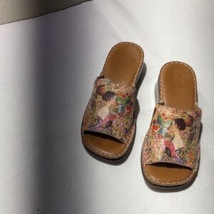 ICON Multicolor Floral Art Leather Slide Sandals